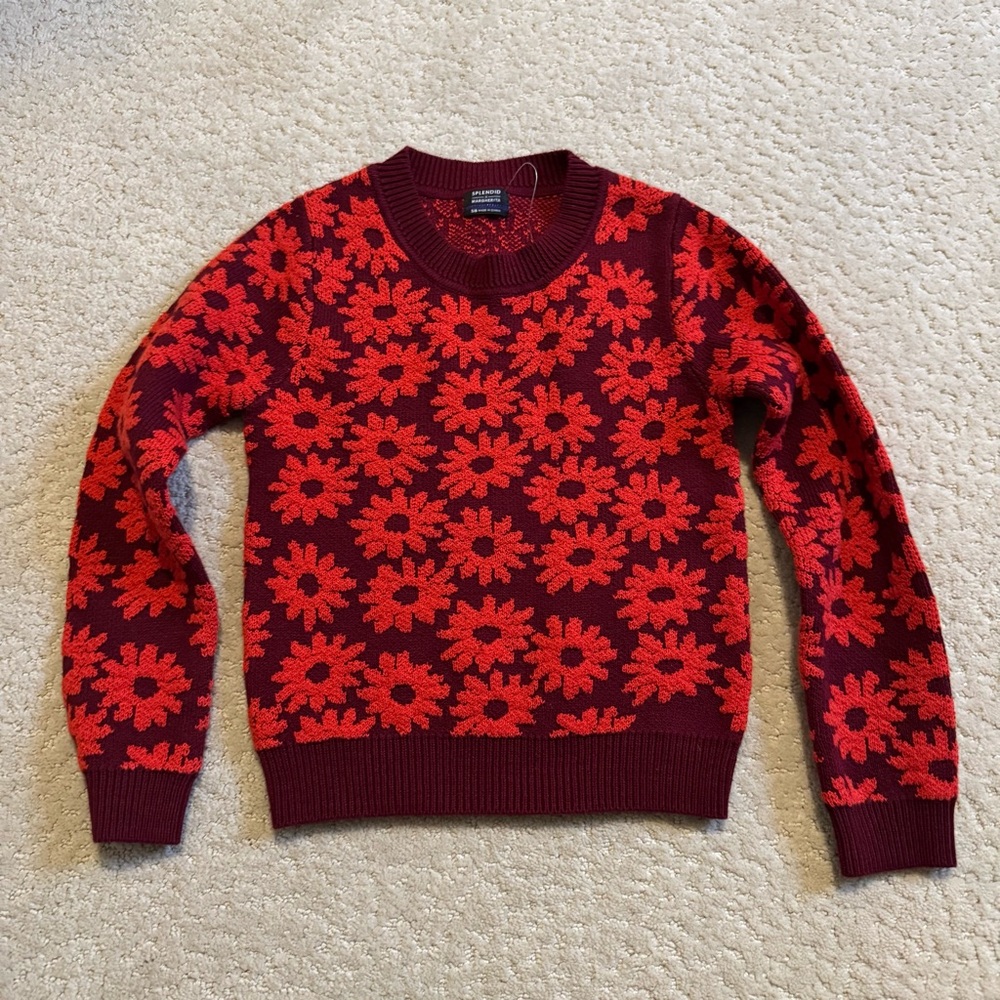 NWT SPLENDID x MARGHERITA Missoni Anthropologie Crewneck Daisy Sweater Size 5/6